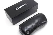 Chanel Black Leather Quilted Hardshell Sunglasses Case