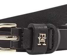 Tommy Hilfiger Women's Leather Belt, Black Essential Effortless, Adjustable, Size 85 / S