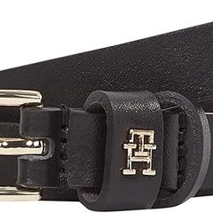 Tommy Hilfiger Women's Leather Belt, Black Essential Effortless, Adjustable, Size 85 / S