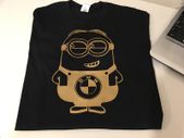 Funny Bmw Minion Printed In Gold Carbon Fiber T-shirt Great Gift Idea Present