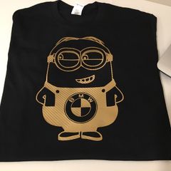 Funny Bmw Minion Printed In Gold Carbon Fiber T-shirt Great Gift Idea Present