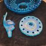 Art Deco Josef Inwald Poisson Volant Fish Centerpiece Set Blue Glass 1930s Rare Image 2
