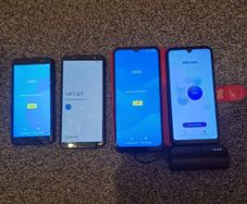 Job Lot of 4 Smartphones - ALL WORKING (samsung, TCL, Huawei, Alcatel) - Damaged/Cracked