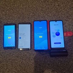 Job Lot of 4 Smartphones - ALL WORKING (samsung, TCL, Huawei, Alcatel) - Damaged/Cracked