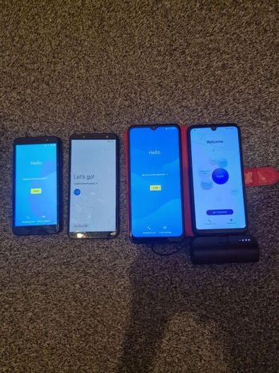 Job Lot of 4 Smartphones - ALL WORKING (samsung, TCL, Huawei, Alcatel) - Damaged/Cracked