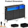 Black Chest of Drawers Bedroom, Dresser Cabinet with 2 Sockets, 2 USB Ports and 10 Colored LED Strips Image 7