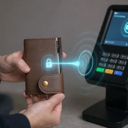 Genuine Leather Pop-Up Card Holder Wallet RFID Blocking Slim Credit Card Case