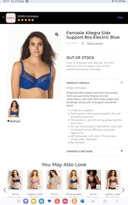 Fantasie Allegra - Underwired Side Support Bra 30F and Briefs S - Electric Blue - BNWT RRP 80