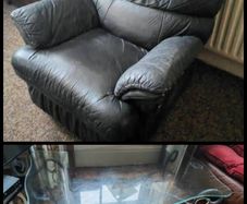 leather Armchair and glass coffee table-must take both