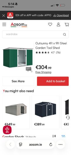 Outsunny metal garden shed - 2.8m x 1.3m