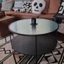 Glass & black wood/metal coffee table Image 3