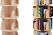 Rotating 360 Hexagonal Children's Bookcase  Tall Floor Standing Corner Book Shelf Storage Rack for Home Living Room Office (4 Tier)