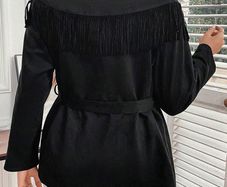 BNWT Beautiful Black Fringe Coat size 20 + matching pins & brooches available