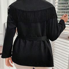 BNWT Beautiful Black Fringe Coat size 20 + matching pins & brooches available