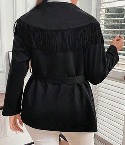 BNWT Beautiful Black Fringe Coat size 20 + matching pins & brooches available