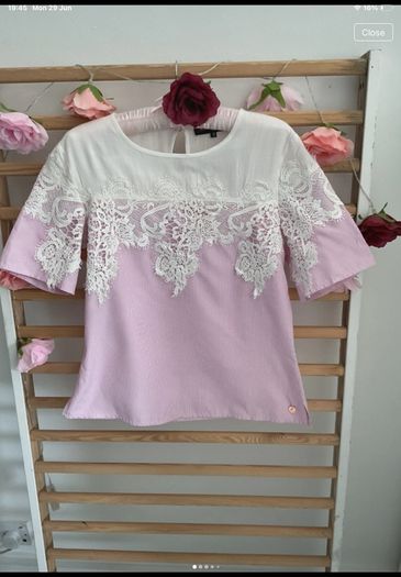 short sleeve pink & white top uk size 8 rant & rave brand