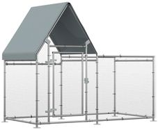 Walk In Chicken Run, Large Poultry Coop Cage Hen House Rabbit Hutch for 4-6 Chickens Outdoor Galvanized Metal Enclosure w/ Water-Resist Cover