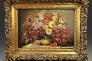 Vintage Floral Still Life Statement Framed Oil Painting