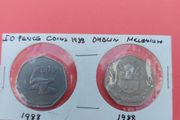 2 x 50p Coins 1988 Both types