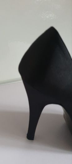 Andres Machado Black Satin Ladies Peeptoe Pumps Heels Shoes Size EU36 UK3 Wedding CAN POST
