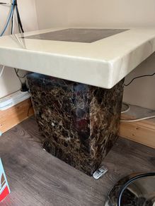 Marble coffee tables , very good condition and quality,large one measures 51x30 inches and 18 inches in height,Small one is 18" in height and 22" square