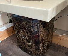 Marble coffee tables , very good condition and quality,large one measures 51x30 inches and 18 inches in height,Small one is 18" in height and 22" square