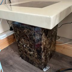 Marble coffee tables , very good condition and quality,large one measures 51x30 inches and 18 inches in height,Small one is 18" in height and 22" square