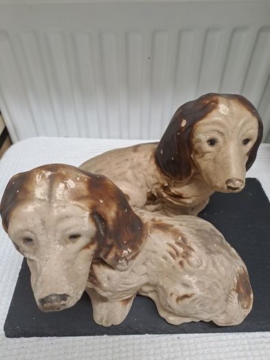 1930s Vintage Plaster Spaniel Dog Ornaments