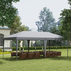3 x 6 m Pop Up Gazebo Foldable Canopy Tent with Height Adjustable Wedding Awning, Includes Carrying Bag, Grey