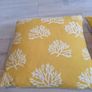 3 Cushions Mustard/White 40cms square Image 2