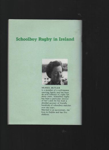 Schoolboy Rugby in Ireland. Muriel Butler. "Signed"