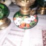 3 Beautiful Old Green Glass Oil Lamps, Postage Available Image 4