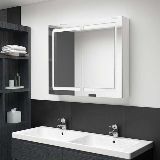 LED Bathroom Mirror Cabinet Shinning White 80x12x68 cm