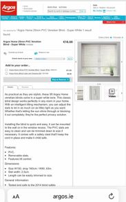 Argos 25mm pvc Venetian blinds
