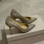 Pre owned Jimmy Choo Agnes Glitter 85 in Ballet Pink UK 34/2.5 Image 3