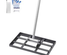Lawn Leveling Rake, Lawn Leveler with 78 in Handle, 17x10 in Ground Plate, Rust-Resistant Carbon Steel Soil Leveler, 5 Heights Adjustable,