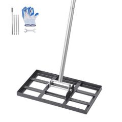 Lawn Leveling Rake, Lawn Leveler with 78 in Handle, 17x10 in Ground Plate, Rust-Resistant Carbon Steel Soil Leveler, 5 Heights Adjustable,
