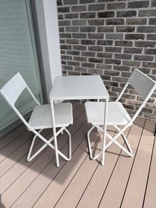 Outdoor white steel table Ikea Fejan
