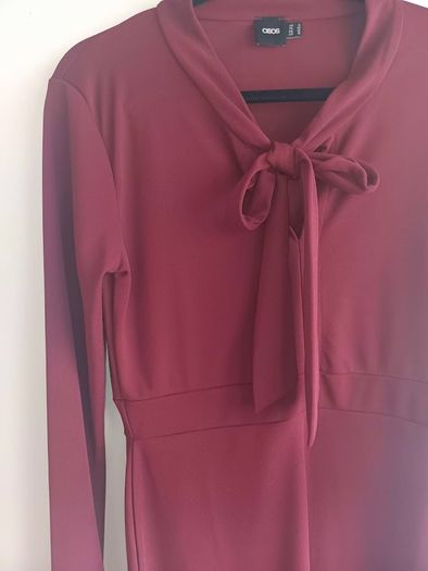 ASOS Burgundy Dress with Tie Neck