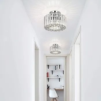 Crystal Ceiling Light - Easric Modern Ceiling Lights Living Room LED Ceiling Lighting Industrial Chandeliers Ceiling Lights for Bedroom Hallway Kitchen Bathroom,Chrome