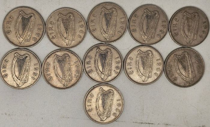 Ireland 1951-1968 Shilling Coin Lot Mixed Date and Condition 11 Coins
