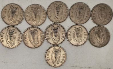 Ireland 1951-1968 Shilling Coin Lot Mixed Date and Condition 11 Coins