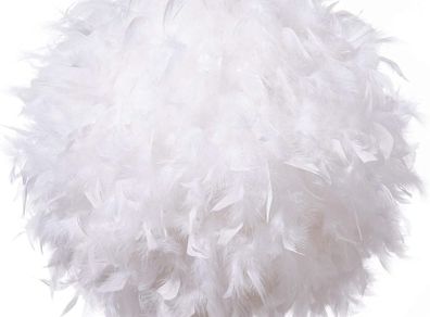Feather Light Shade for Ceiling Pendant Light, Fluffy Lamp Shade Lampshade Lightshade for Table Lamp and Floor Lamp, Bedroom, Living Room, Wedding or Party Decoration, Diameter 40cm, White