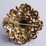 Vintage Victorian revival gold  layered domed brooch with black glass and faux pearls Image 6