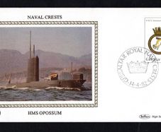 1981 Gibraltar Benham Silke Cover showing Naval Crests HMS Opossum tying 1/2p H.M.S. Oppossum Commemorative stamp