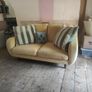 Mid century yellow velvet couch Image 3