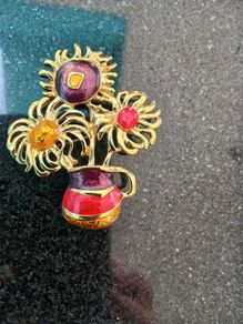 Rare Vintage YSL for Avon "Impressionist Flower" Van Gogh Sunflowers Brooch