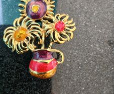 Rare Vintage YSL for Avon "Impressionist Flower" Van Gogh Sunflowers Brooch