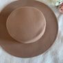 Tan Boater Hat Camel Fedora Flat Brim Size 57 Women's Festival Image 2
