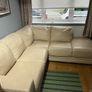 Cream leather corner sofa with right facing chaise Image 2